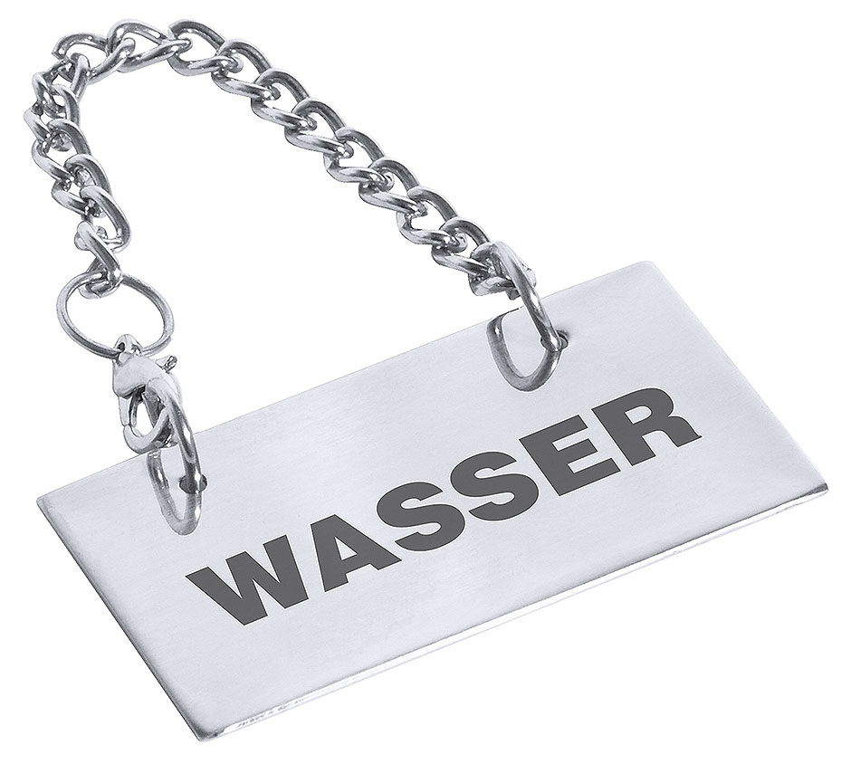 Schild für Kannen: WASSER Schild für Kannen: WASSER