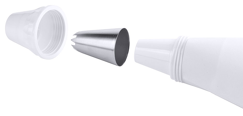 Spritztüllenadapter - Höhe 7,5 cm - Durchlauf Ø 1,9 cm - 4,5 cm