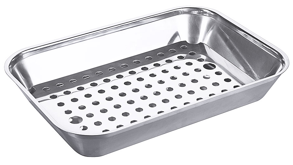 Grillplatte mit gelochtem Einsatz - Länge 35 cm
