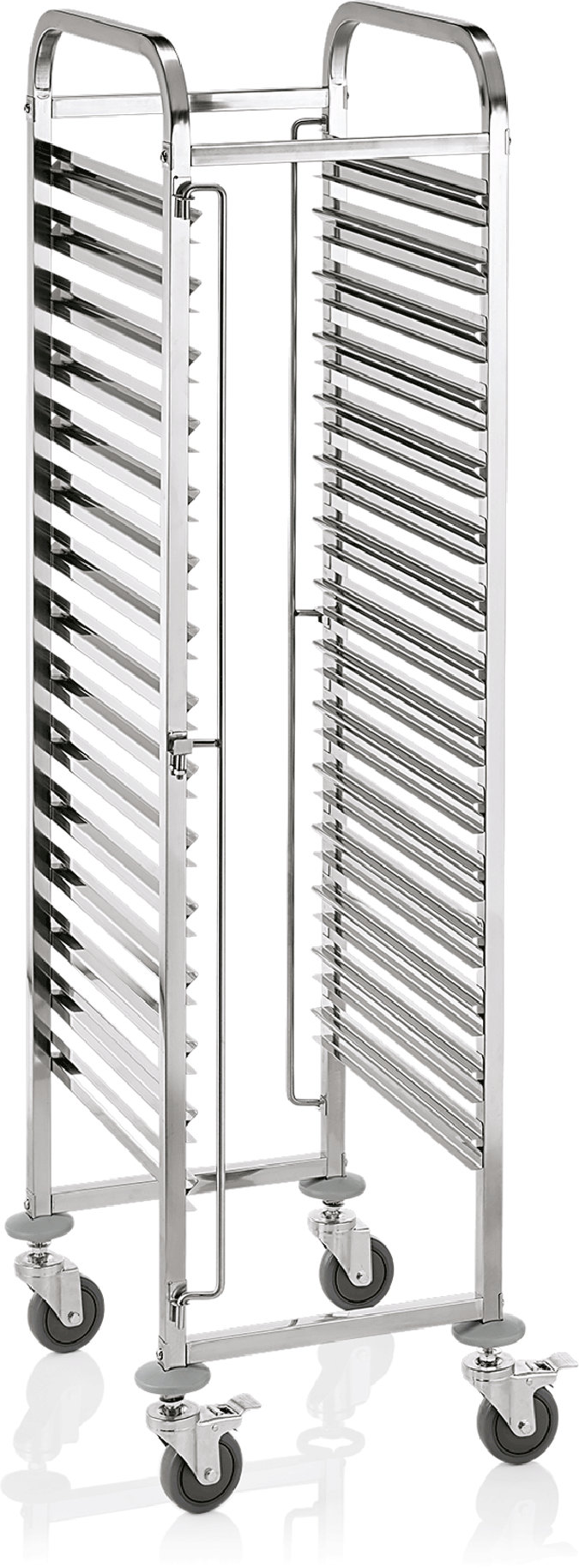 Abräumwagen für Euronorm Tabletts, 42,5 x 55 x 174 cm, Chromnickelstahl