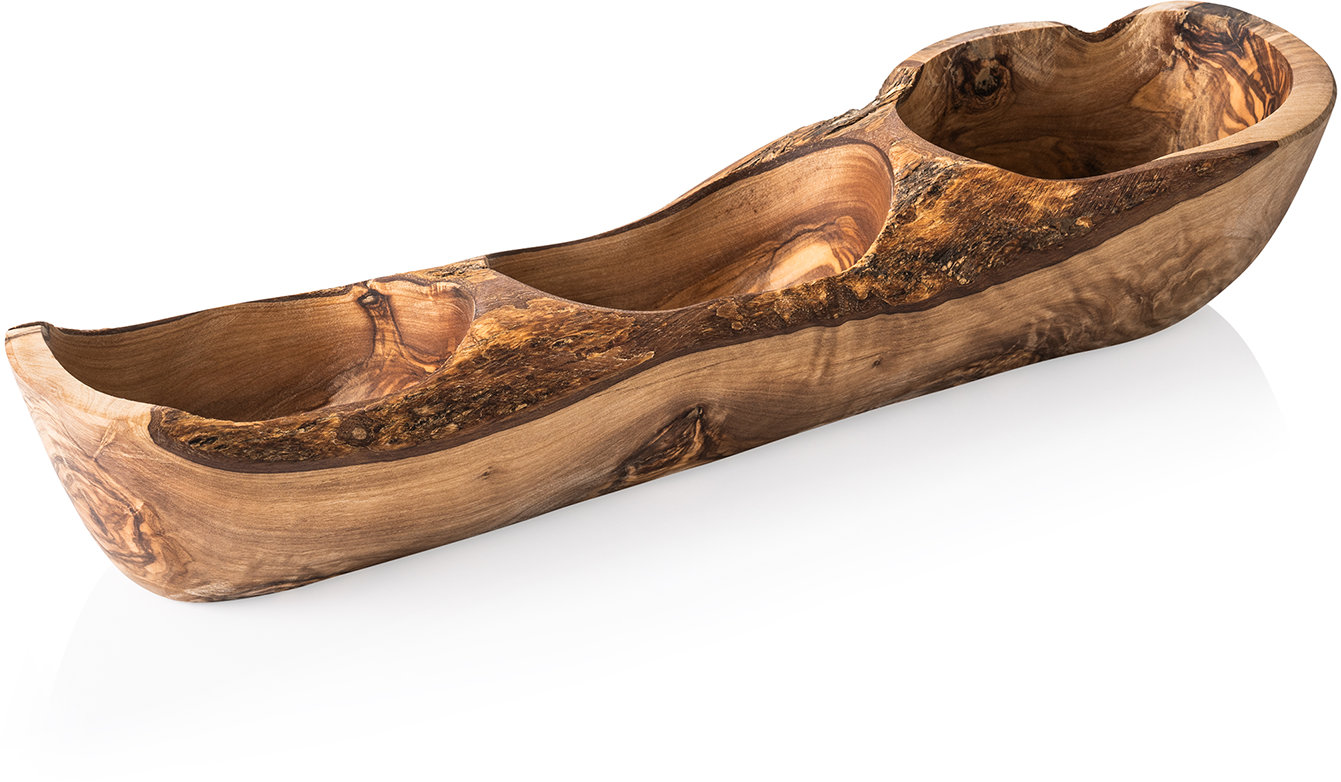 Schale Double aus Olivenholz 35,0 x 9,0 x 9,0 cm Schale Double aus Olivenholz 35,0 x 9,0 x 9,0 cm