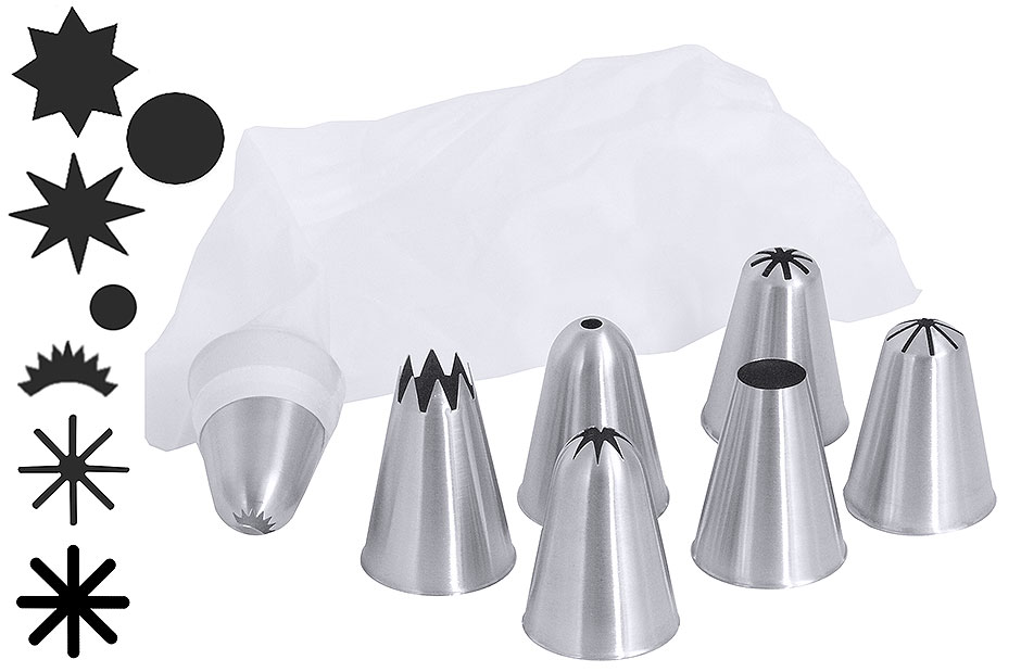 Spritztüllen Set mit 7 Tüllen - Höhe 5,0 cm