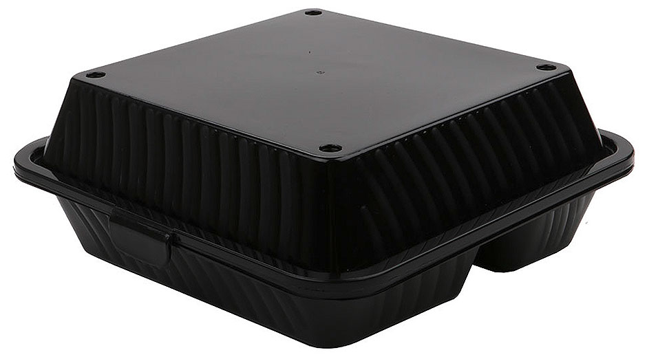 Mehrwegschale schwarz - 23 x 23 x 9 cm - dreigeteilt Mehrwegschale schwarz - 23 x 23 x 9 cm - dreigeteilt