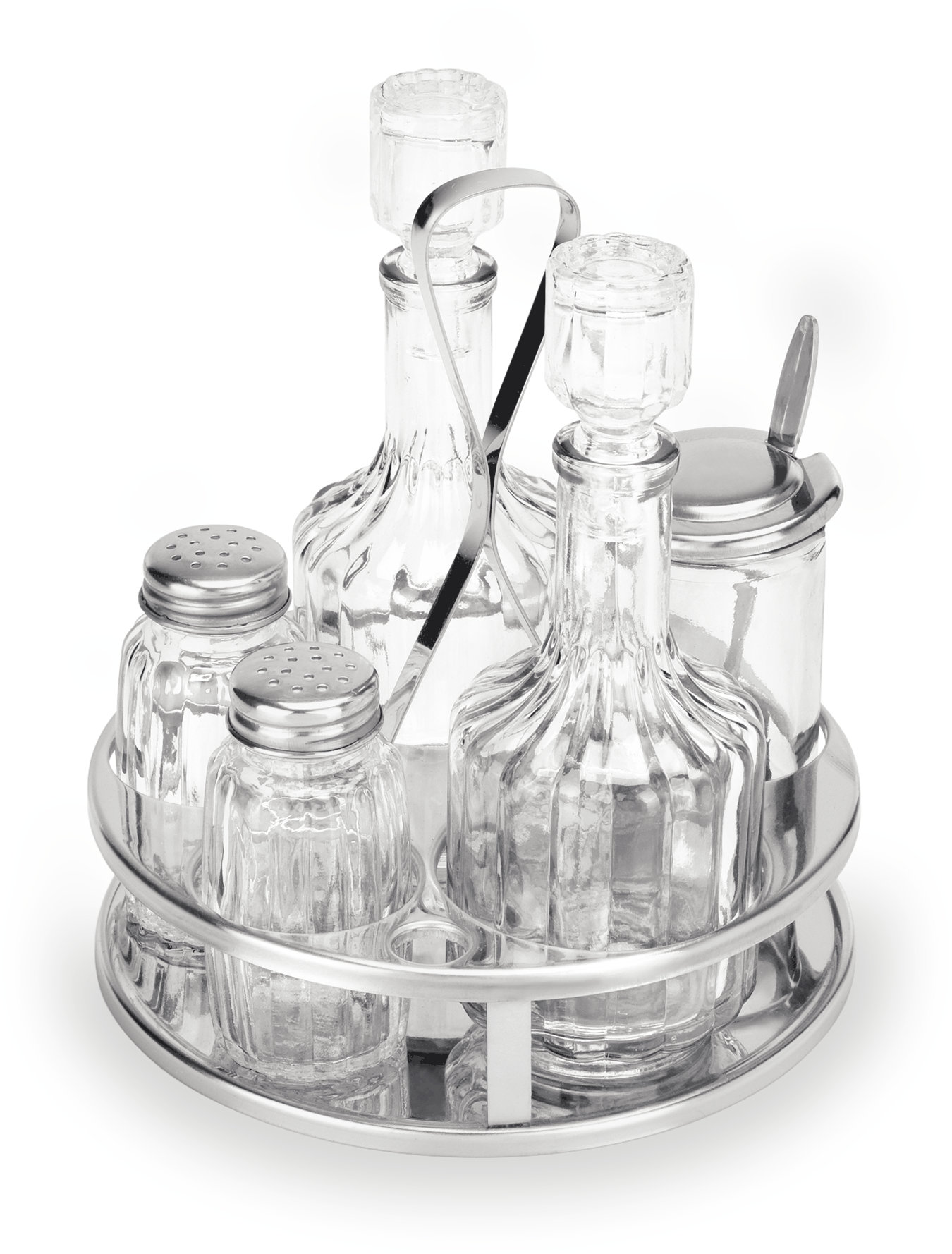 Menage, 5-teilig, Essig & Öl, Salz & Pfeffer, Senfglas