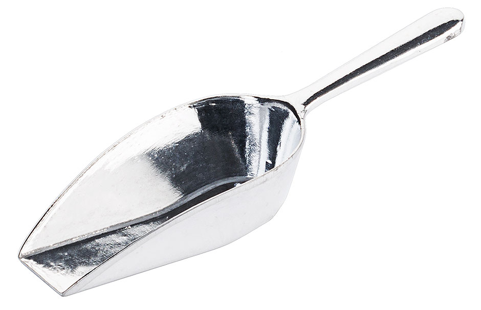 Schaufel aus Aluminium - Maße 8,5 x 5,0 cm - Länge 14,5 cm - Volumen 0,02 Liter