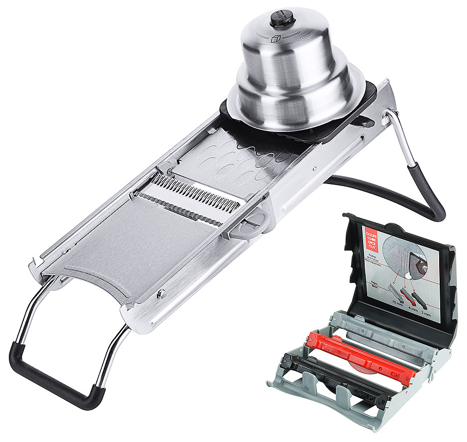 Gemüsehobel - Mandoline Klingenbreite 10,5 cm - Länge 39,0 cm - Gesamthöhe 24,0 cm Gemüsehobel - Mandoline Klingenbreite 10,5 cm - Länge 39,0 cm - Gesamthöhe 24,0 cm