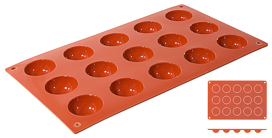 Silikon Backmatte HALBKUGEL Ø 4,0 cm - Höhe 2,0 cm - 15 Formen