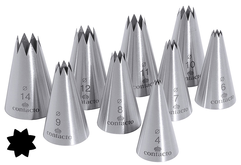 Sterntüllensatz mit 9 Tüllen - Lochdurchmesser von Ø 4 - 14 mm