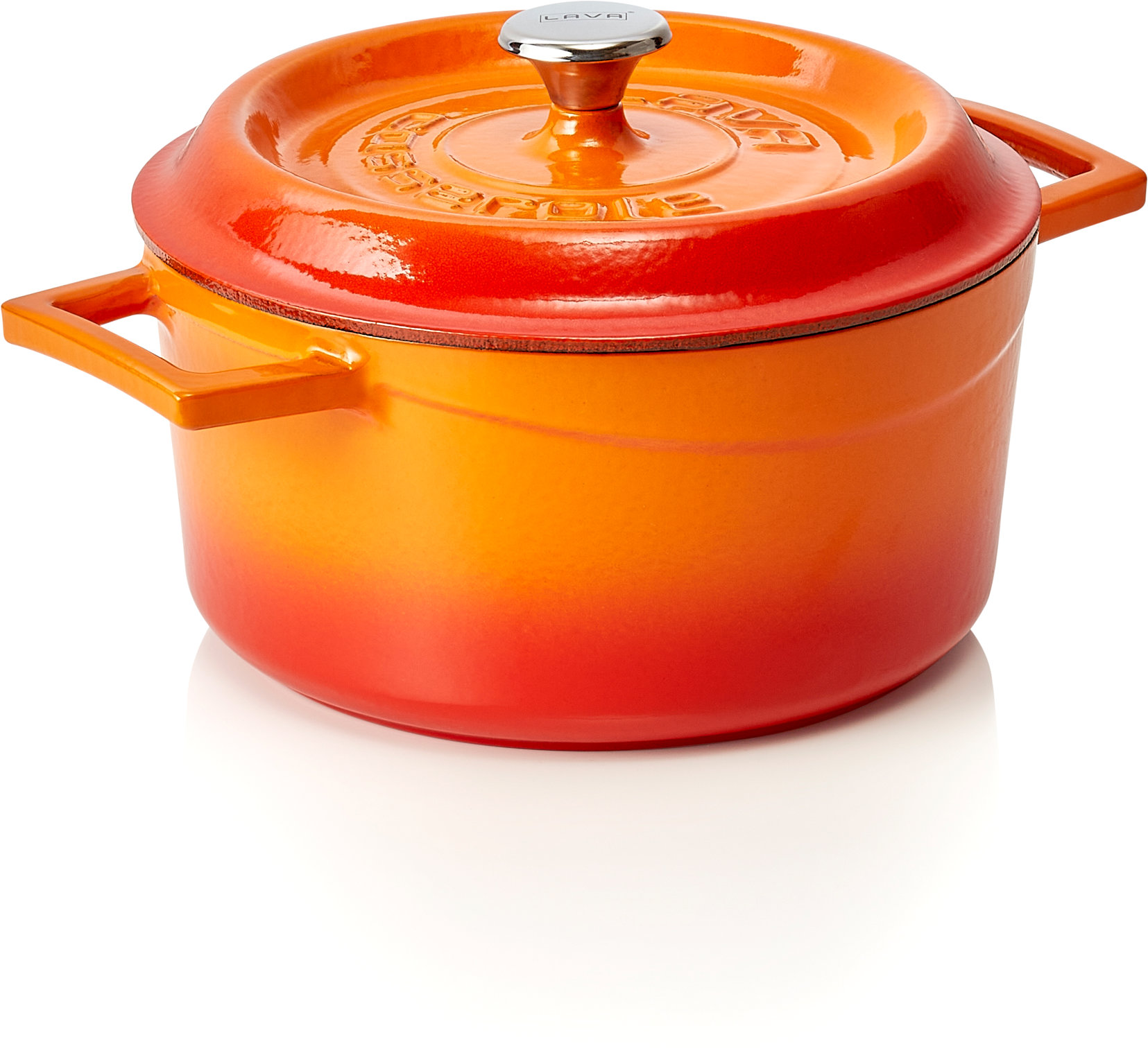 Cocotte LAVA® - Ø 21 cm, in orange, Gusseisen emailliert