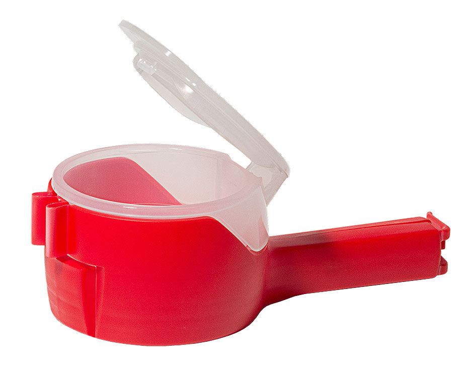 Beutelklammer mit Schütte - Farbe rot