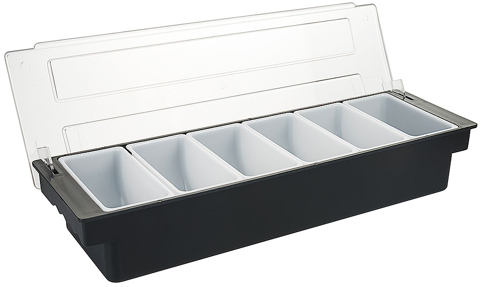 Zutatenbehälter - Maße 50,0 x 15,5 cm - 6 Einsätze zu 0,5 Liter Zutatenbehälter - Maße 50,0 x 15,5 cm - 6 Einsätze zu 0,5 Liter