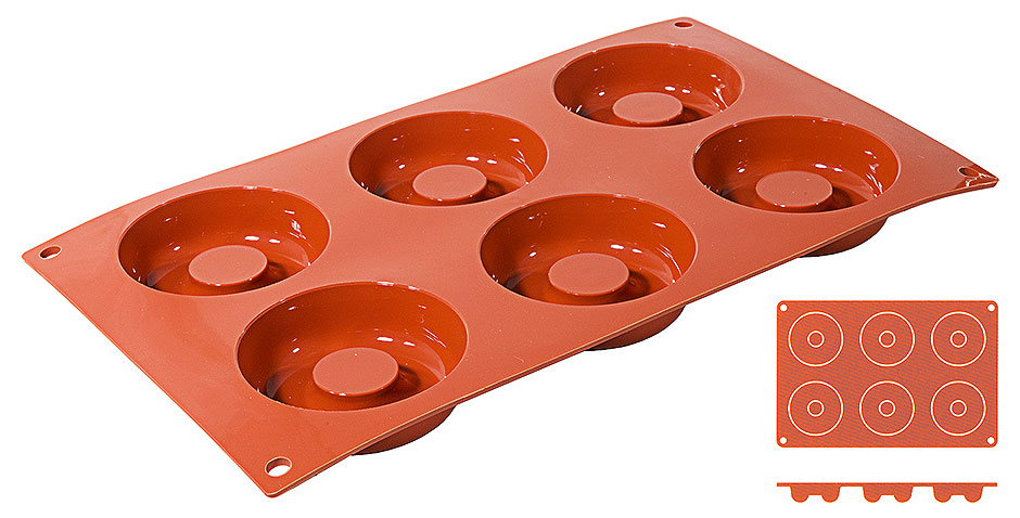 Silikon Backmatte SAVARIN Ø 7,2 cm - Höhe 2,3 cm - 6 Formen