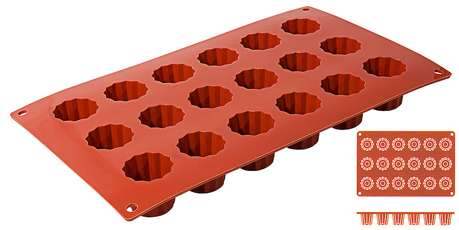 Silikon Backmatte BORDELAIS Ø 3,5 cm - Höhe 3,5 cm - 15 Formen