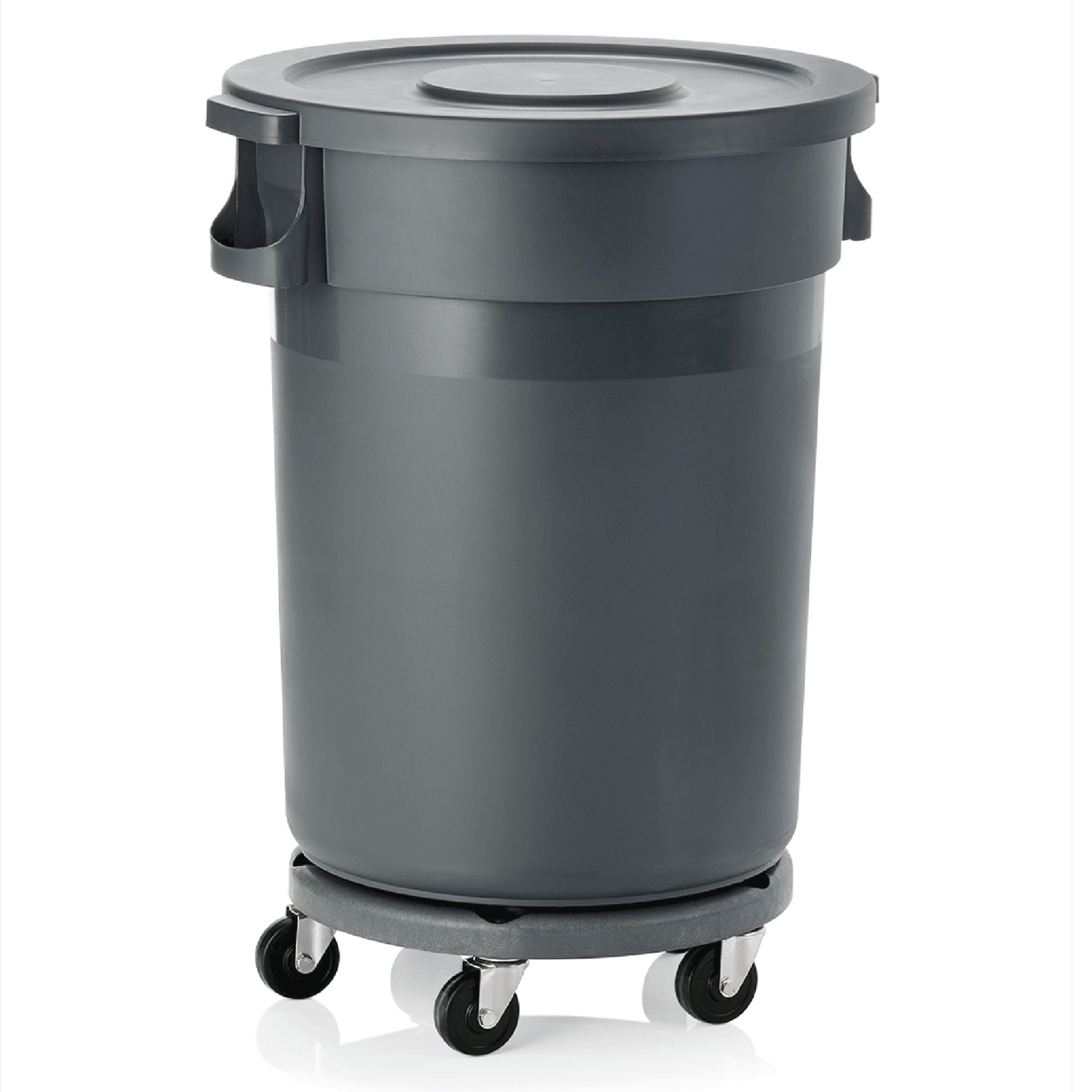 Abfallbehälter mit Deckel & Rädern, 120 ltr., Polypropylen, grau