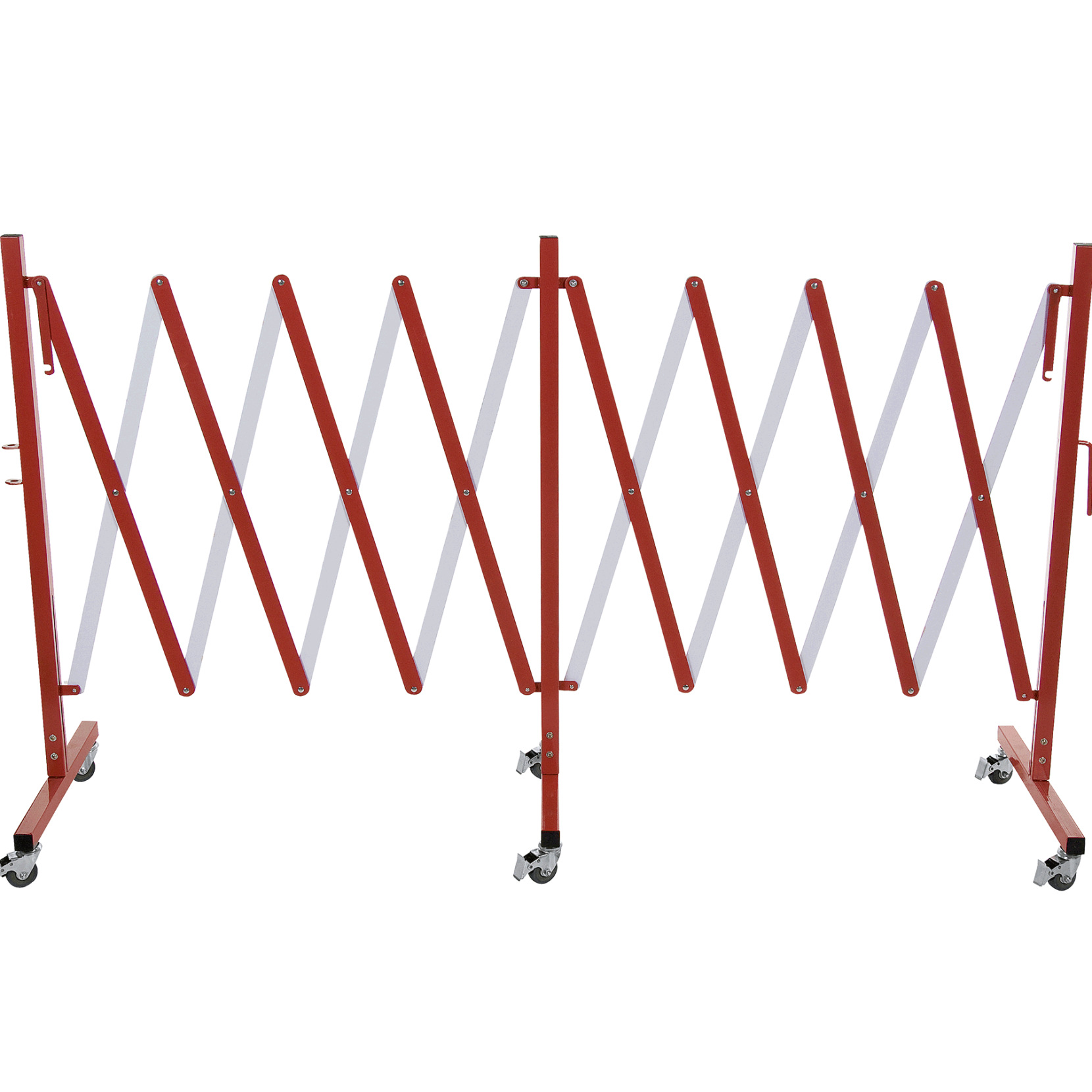 Scherensperre mit sechs Rollen, 4 m, rot & weiß, Aluminium
