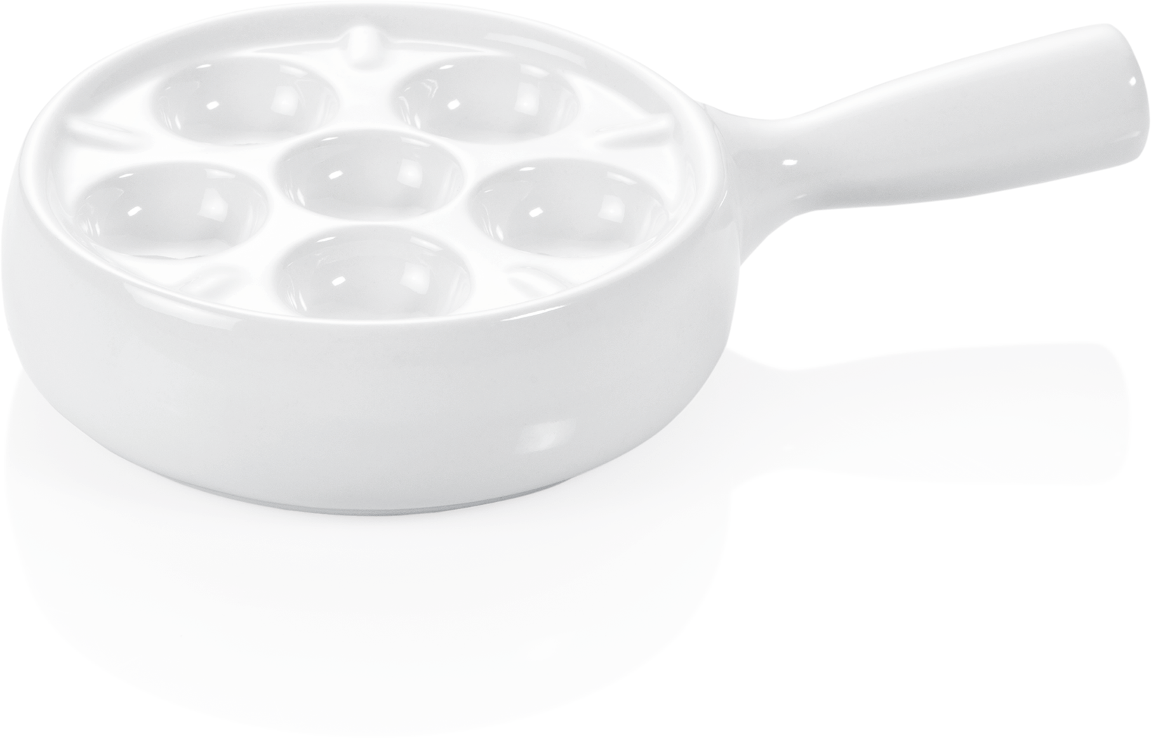 Schneckenpfanne für sechs Schnecken, Ø 12 cm, Porzellan