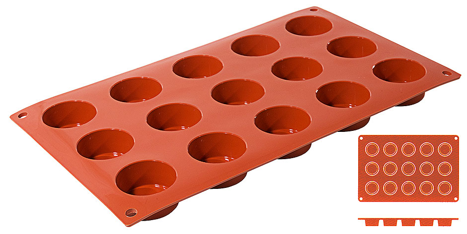 Silikon Backmatte PETIT-FOURS Ø 4,0 cm - Höhe 2,0 cm - 15 Formen
