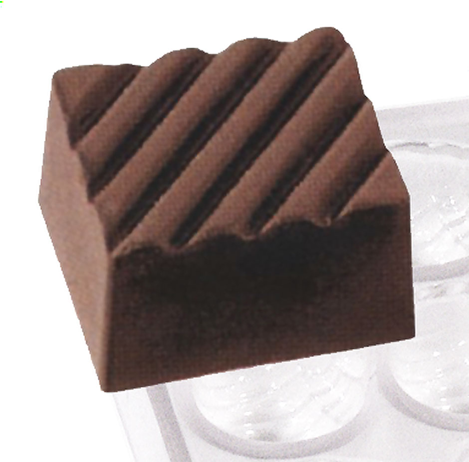 Pralinenform Rechteck Furchen 21,0 x 18,0 x 13,0 mm - Formen 24