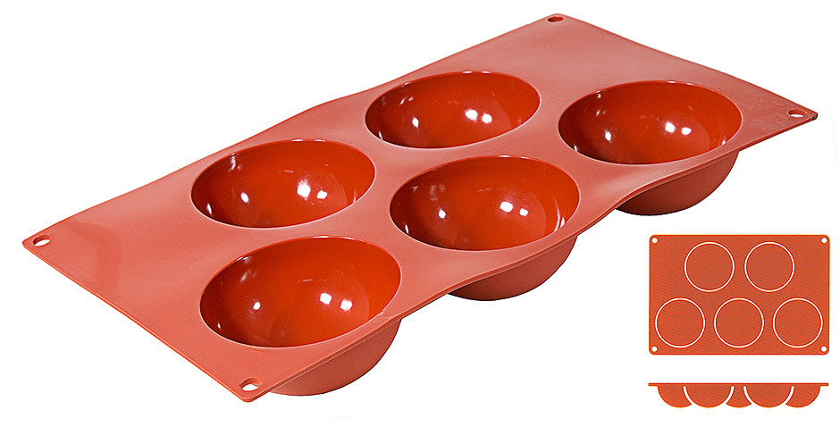 Silikon Backmatte HALBKUGEL Ø 8,0 cm - Höhe 4,0 cm - 5 Formen