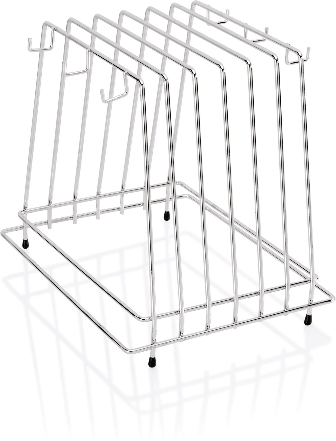 Schneidbretthalter für sechs Schneidbretter & sechs Bürsten, 29,5 x 23,5 x 27,5 cm, verchromt