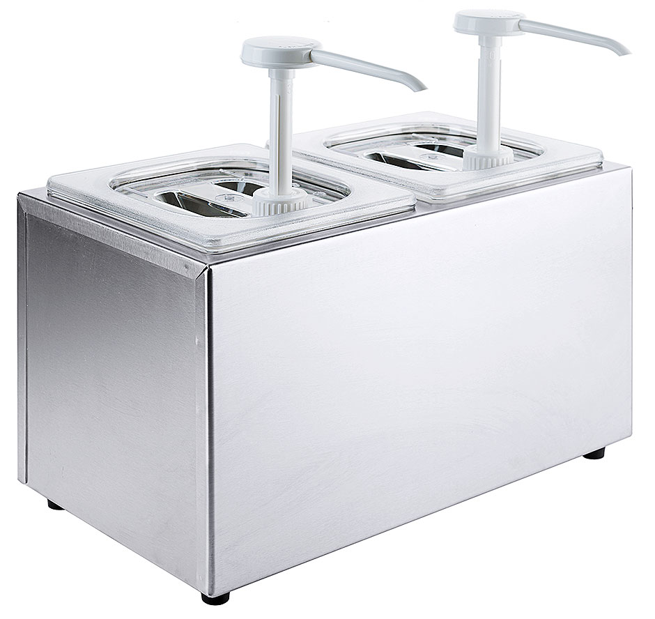 Saucendispenser mit Pumpe - mit 2 Behälter Saucendispenser mit Pumpe - mit 2 Behälter