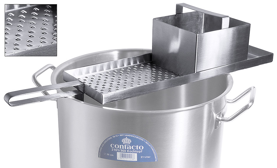 Spätzlepresse - für lange Spätzle - Maße 45,5 x 15,5 cm - Breite 15,5 cm - Volumen 2,0 Liter Spätzlepresse - für lange Spätzle - Maße 45,5 x 15,5 cm - Breite 15,5 cm - Volumen 2,0 Liter