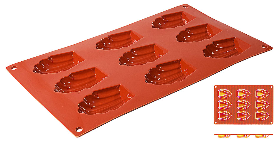 Silikon Backmatte MADELEINE 6,8 cm x 4,5 cm - Höhe 1,7 cm - 9 Formen