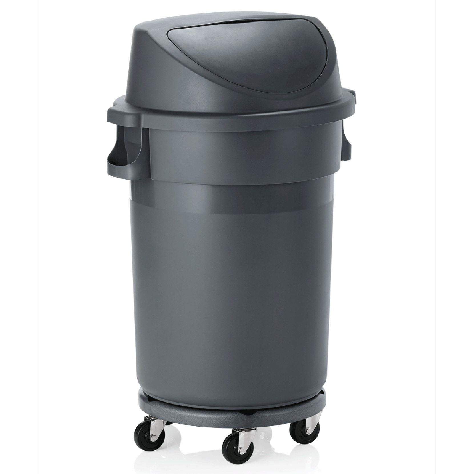 Abfallbehälter mit Push-Deckel & Rädern, 120 ltr., Polypropylen