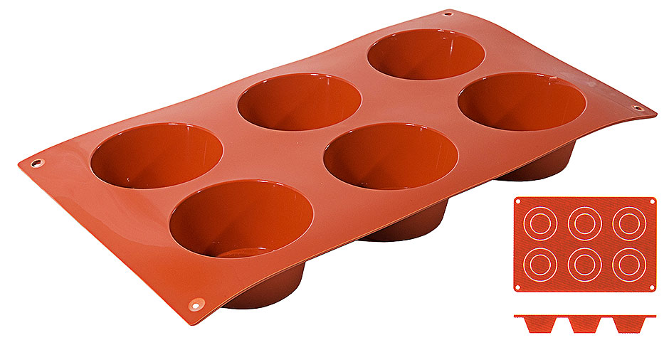 Silikon Backmatte MUFFIN Ø 6,9 cm - Höhe 3,5 cm - 6 Formen