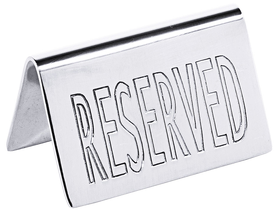 Tischschild - Breite 6,5 cm - Höhe 4,0 cm - Aufschrift RESERVED