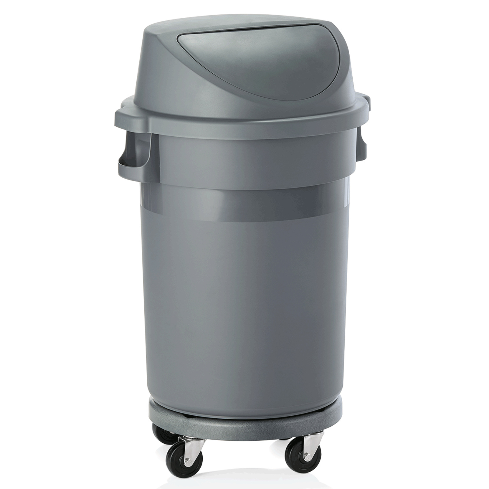 Abfallbehälter mit Push-Deckel & Rädern, 80 ltr., Polypropylen