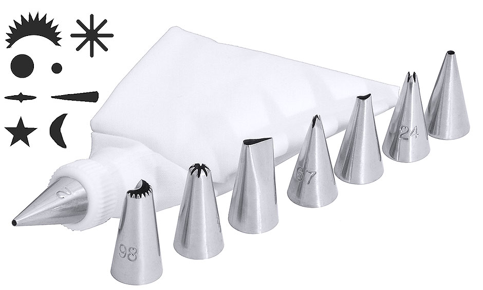 Minispritztüllen-Set lein mit 8 Tüllen - Höhe 3,0 cm